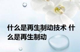 什么是再生制动技术 什么是再生制动