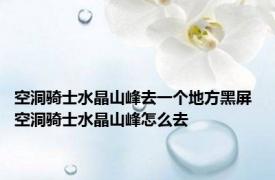 空洞骑士水晶山峰去一个地方黑屏 空洞骑士水晶山峰怎么去