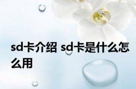 sd卡介绍 sd卡是什么怎么用