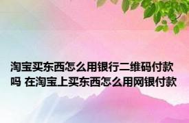 淘宝买东西怎么用银行二维码付款吗 在淘宝上买东西怎么用网银付款