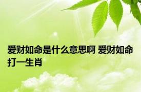 爱财如命是什么意思啊 爱财如命打一生肖