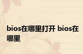 bios在哪里打开 bios在哪里 