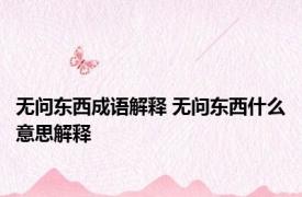 无问东西成语解释 无问东西什么意思解释