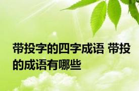 带投字的四字成语 带投的成语有哪些