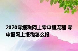 2020零报税网上零申报流程 零申报网上报税怎么报