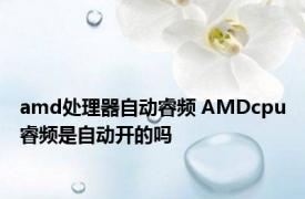 amd处理器自动睿频 AMDcpu睿频是自动开的吗