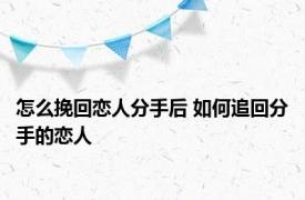 怎么挽回恋人分手后 如何追回分手的恋人