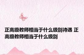 正高级教师相当于什么级别待遇 正高级教师相当于什么级别