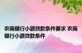 农商银行小额贷款条件要求 农商银行小额贷款条件