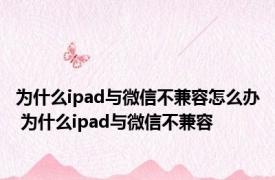 为什么ipad与微信不兼容怎么办 为什么ipad与微信不兼容