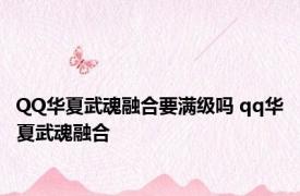 QQ华夏武魂融合要满级吗 qq华夏武魂融合 