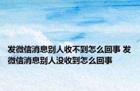 发微信消息别人收不到怎么回事 发微信消息别人没收到怎么回事