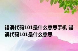 错误代码101是什么意思手机 错误代码101是什么意思