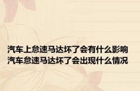 汽车上怠速马达坏了会有什么影响 汽车怠速马达坏了会出现什么情况