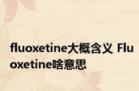 fluoxetine大概含义 Fluoxetine啥意思