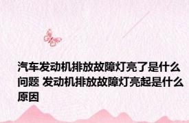 汽车发动机排放故障灯亮了是什么问题 发动机排放故障灯亮起是什么原因