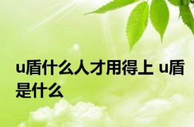 u盾什么人才用得上 u盾是什么