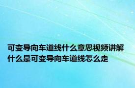 可变导向车道线什么意思视频讲解 什么是可变导向车道线怎么走