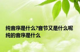 纯音序是什么?音节又是什么呢 纯的音序是什么