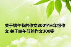 关于端午节的作文300字三年级作文 关于端午节的作文300字