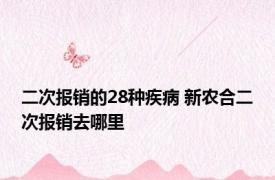 二次报销的28种疾病 新农合二次报销去哪里