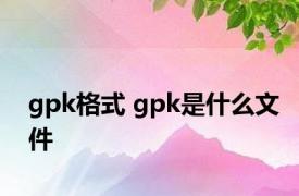 gpk格式 gpk是什么文件