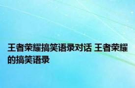 王者荣耀搞笑语录对话 王者荣耀的搞笑语录