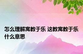 怎么理解寓教于乐 这教寓教于乐什么意思