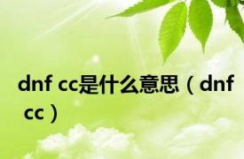 dnf cc是什么意思（dnf cc）