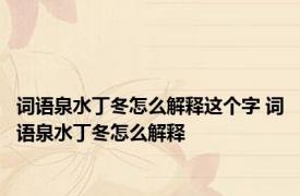 词语泉水丁冬怎么解释这个字 词语泉水丁冬怎么解释