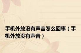 手机外放没有声音怎么回事（手机外放没有声音）