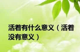 活着有什么意义（活着没有意义）