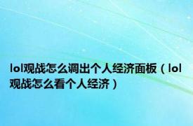 lol观战怎么调出个人经济面板（lol观战怎么看个人经济）