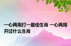 一心两用打一最佳生肖 一心两用开过什么生肖