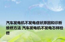 汽车发电机不发电症状原因和诊断维修方法 汽车发电机不发电怎样检修