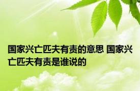 国家兴亡匹夫有责的意思 国家兴亡匹夫有责是谁说的