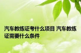 汽车教练证考什么项目 汽车教练证需要什么条件