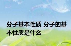 分子基本性质 分子的基本性质是什么