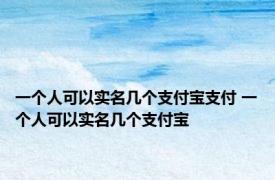 一个人可以实名几个支付宝支付 一个人可以实名几个支付宝