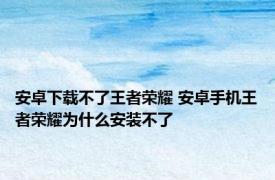 安卓下载不了王者荣耀 安卓手机王者荣耀为什么安装不了