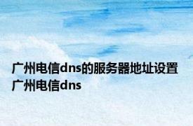 广州电信dns的服务器地址设置 广州电信dns 