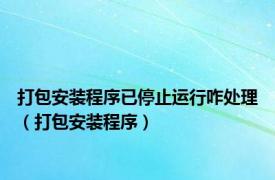 打包安装程序已停止运行咋处理（打包安装程序）