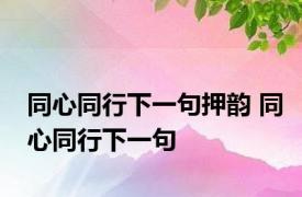 同心同行下一句押韵 同心同行下一句