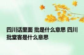 四川话里面 批是什么意思 四川批堂客是什么意思