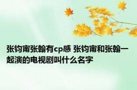 张钧甯张翰有cp感 张钧甯和张翰一起演的电视剧叫什么名字