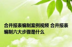 合并报表编制案例视频 合并报表编制六大步骤是什么