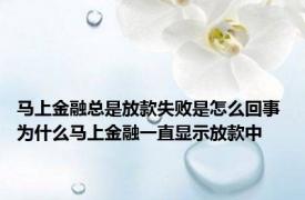 马上金融总是放款失败是怎么回事 为什么马上金融一直显示放款中