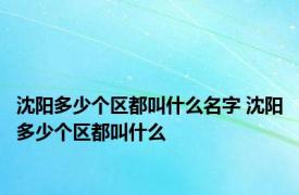 沈阳多少个区都叫什么名字 沈阳多少个区都叫什么