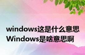 windows这是什么意思 Windows是啥意思啊