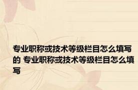 专业职称或技术等级栏目怎么填写的 专业职称或技术等级栏目怎么填写